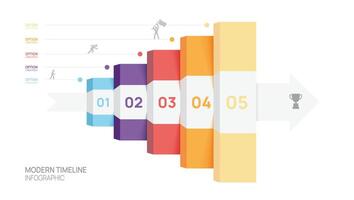 Infographic ladder labels arrow connected 5 steps to success growth template. Business process. illustration. vector