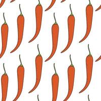 Hot pepper pattern, with chilli pepper on a white background. Vegetable pattern with red hot pepper, capsicum. vector
