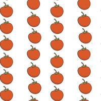 Pattern with red cherry tomatoes on a white background. Vegetable bright rutter with tomatoes, hand drawn illustration vector