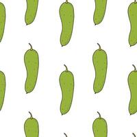 Pattern with cucumbers on a white background. Vegetable bright rutter with cucumbers, hand drawn illustration vector