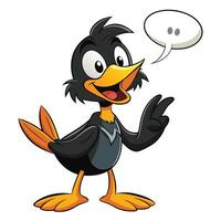 Black duck cartoon character on white background vector