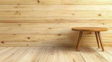 Rustic Wooden Table and Warm Textured Wood Wall A Simple, Natural Background for Interior Design and Product Mockups photo