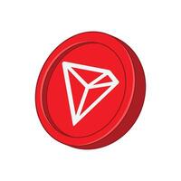 Tron TRX coin illustration in flat design with red color tones vector