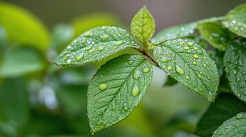 A leaf with water droplets on it. photo