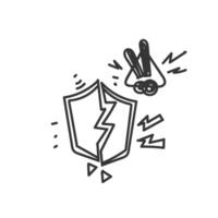 a drawing of a shield and a warning symbol vector