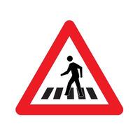 Crosswalk indicator and red warning triangle vector