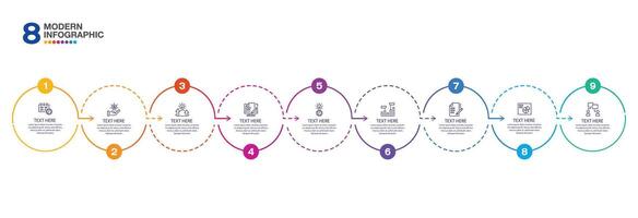 Infographic process design with icons and 8 options. vector