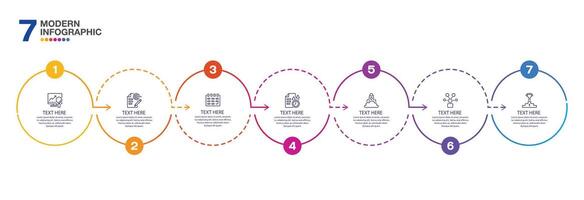 Infographic process design with icons and 7 options. vector