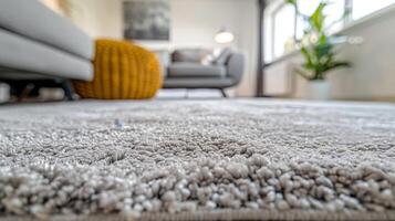 Cozy living room with soft carpet and modern furniture photo