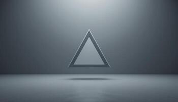 Abstract Minimalist Gray Triangle in a Dark Room. A Study in Shape and Shadow photo