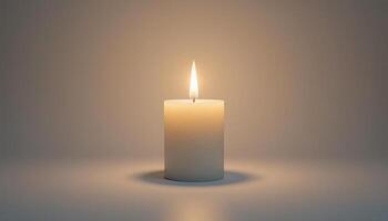 A Single Lit Candle in a Serene Setting. A Symbol of Hope, Remembrance, and Tranquility photo