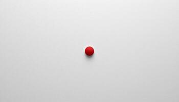 A Single Red Pill on a White Background Minimalist Photography Still Life Image photo