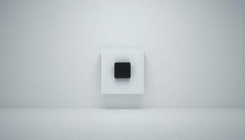 Minimalist Modern Interior Design with a Black Square on a White Wall. A Study in Simplicity and Clean Lines photo