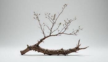 Serene Still Life. A Delicate Branch and Twig Arrangement on White Background photo