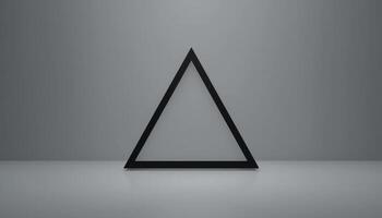 Minimalist Black Triangle Frame on Grey Background Modern Art Design Abstract Geometry Shape photo