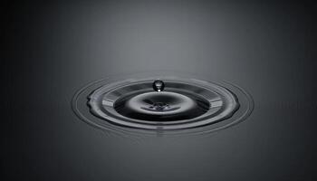 A Single Drop of Water Creates a Stunning Ripple Effect on a Dark Surface, Capturing the Essence of Tranquility and Minimalism in a Captivating Still Life Photograph photo