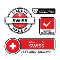 Badge bundle made in Swiss label icon emblem isolated on white background vector