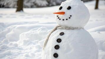 A snowman is standing in the snow photo