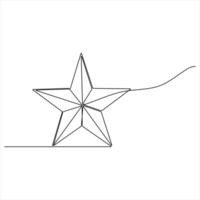 Continuous single line art drawing star One line drawing background Linear star icon illustration vector