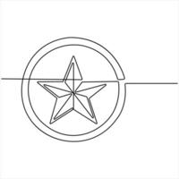 Star in a Circle Line Art continuous one line art vector
