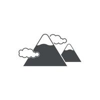 A simple design illustration of a mountain covered in clouds. vector