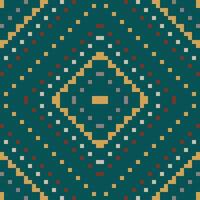 Aztec Pixel Abstract Geometric Pattern Designfolk Embroidery, Aztec Geometric Ornament Print. Design for Carpet, Wallpaper, Clothing, Wrapping, Fabric vector