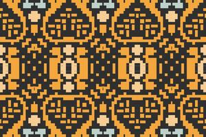 Pixel Art Geometric Patterns Drawingfolk Embroidery, Aztec Geometric Ornament Print. Design for Carpet, Wallpaper, Clothing, Wrapping, Fabric vector