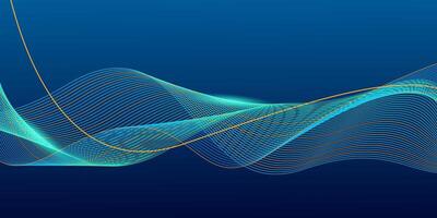 Abstract dynamic line wave on dark blue background Future technology concept vector