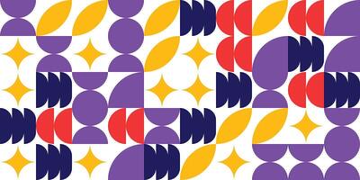 Abstract colorful Bauhaus geometric pattern background, art design. vector