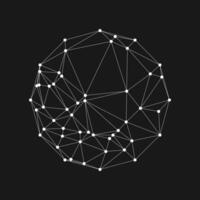 Polygonal world connect data lines and dots futuristic technology. vector