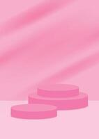 The pink pedestal podium display with a pink background for the award ceremony. Products display and showcase presentation. vector