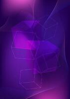 Abstract blockchain technology background. Futuristic geometric cubes and dynamic wave lines. Digital technology, cryptocurrency, and data security concepts. vector