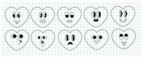 linear set of heart shape character vector