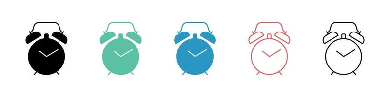 Colorful Alarm Clock Icons in Simple and Minimalist Design vector