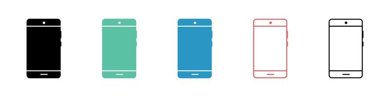 Set of Colorful and Outlined Smartphone Icons for Design and Technology vector