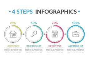 Infographic template with four round progress indicators vector