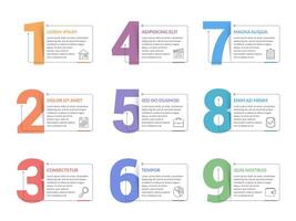 Nine numbers with place for your text vector