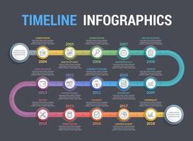 Colorful timeline infographics template with 15 steps, workflow, process vector