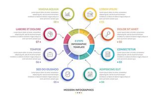 Circle infographic template with eight steps or options vector