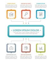 Infographic template with main idea and 6 steps or options, workflow, process chart vector