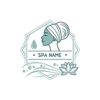 spa logo design with woman and lotus flower vector