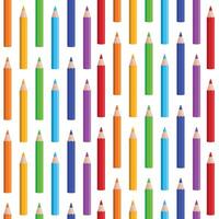 The illustration is a seamless pattern of colored pencils on a white background. vector