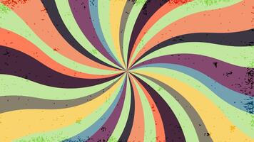 Groovy retro swirl burst, summer and carnival background vector
