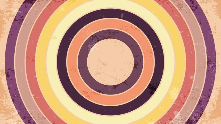 Groovy retro circle geometry, summer and carnival background with grunge background. abstract background vintage retro colors pop art cartoon