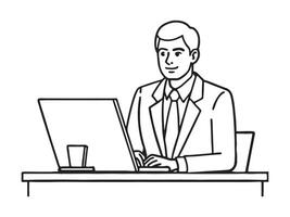 Person working in office with laptop vector