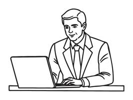 Man working in office with laptop vector