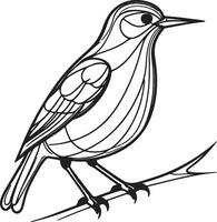 A bird black line art silhouette white background vector