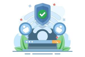 wifi network security and protection concept. wifi encryption. technology and safety. wifi signal symbol, search bar, account and shield with check mark. flat design illustration. vector