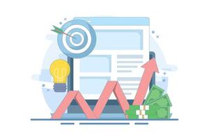 Concept of achieving business success. Successful winner with brilliant idea, achieving career goals, solving work task problems. illustration in modern flat style on background. vector
