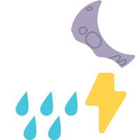 illustration of weather cartoon with drizzle thunder halfmoon vector